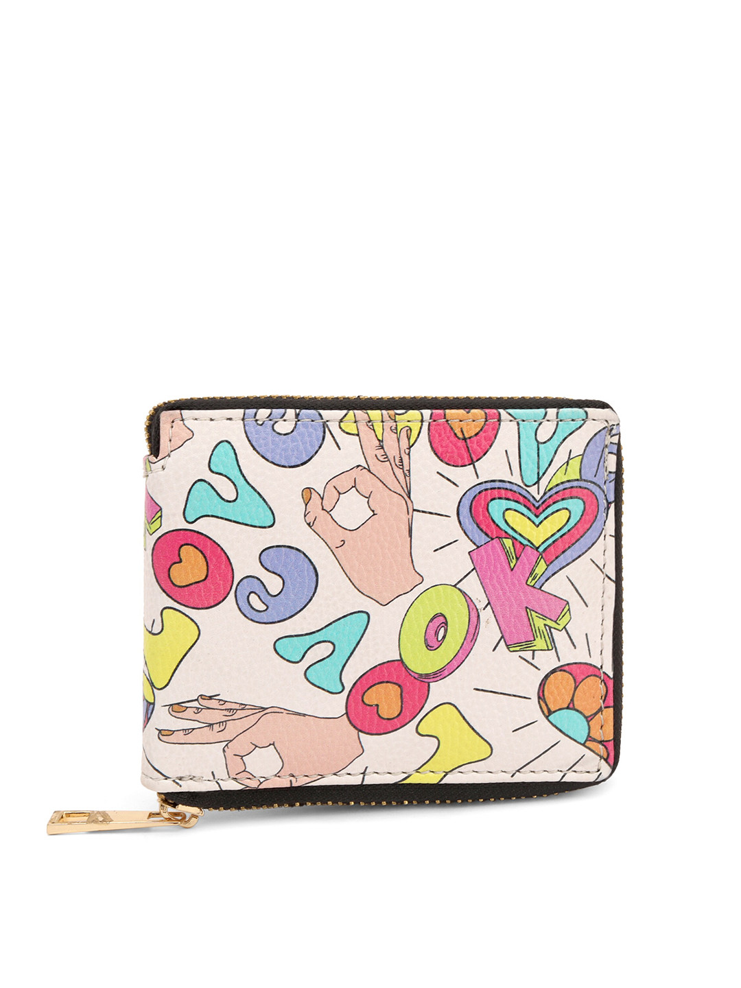 

TEAM 11 Women Pink & Blue Printed Zip Around Wallet