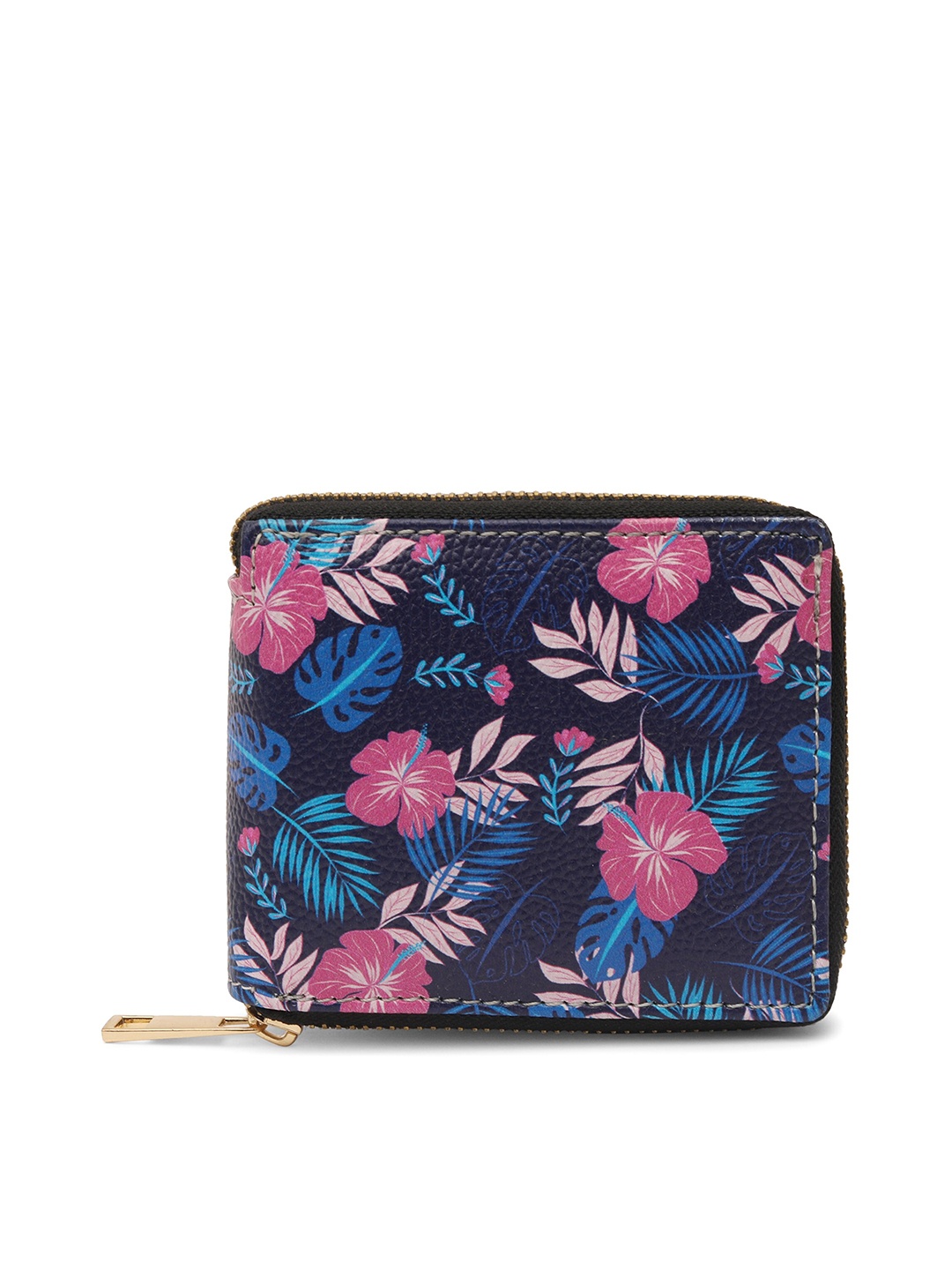 

TEAM 11 Women Blue & Pink Floral Printed Zip Around Wallet