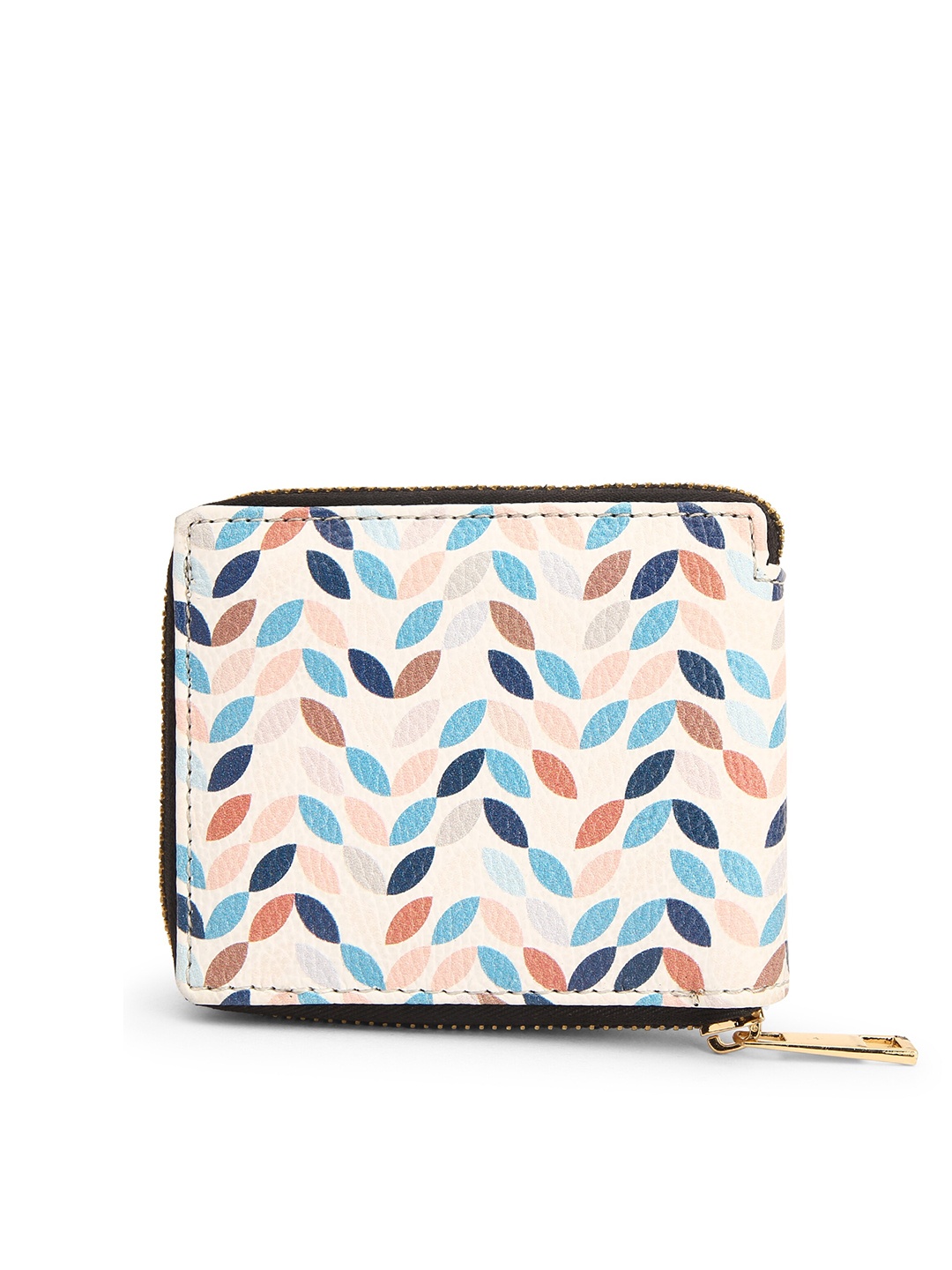 

TEAM 11 Women Beige & Blue Abstract Printed Zip Around Wallet