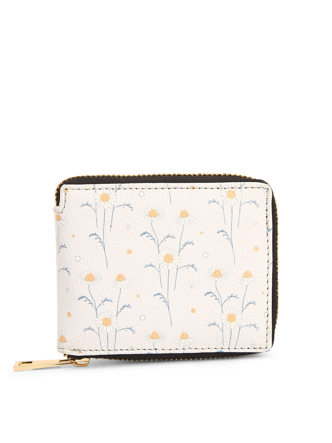 

TEAM 11 Women Cream-Coloured & Blue Floral Printed Zip Around Wallet