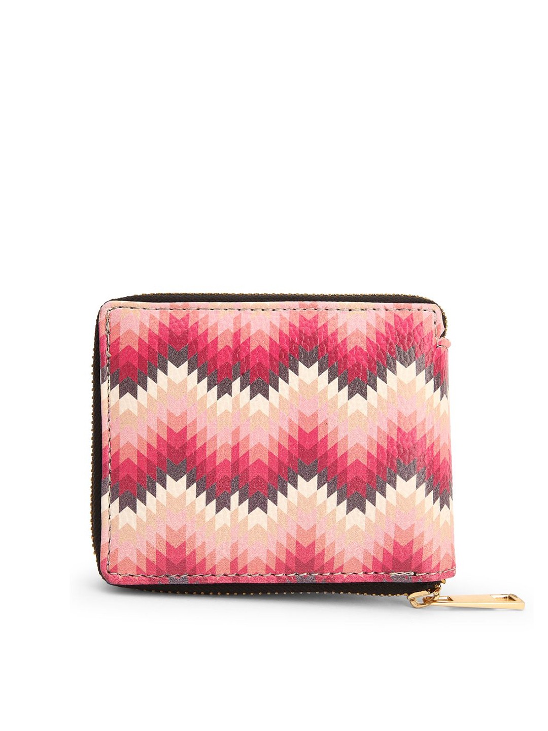 

TEAM 11 Women Pink & Grey Printed Zip Around Wallet