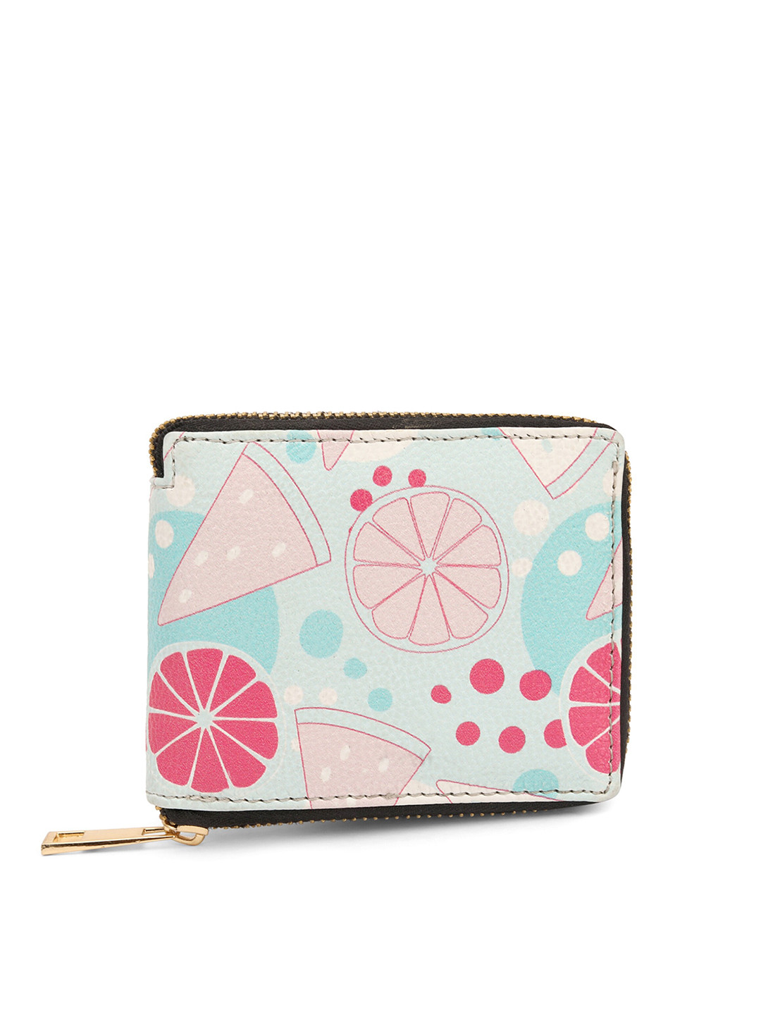 

TEAM 11 Women Pink & Blue Printed Zip Around Wallet