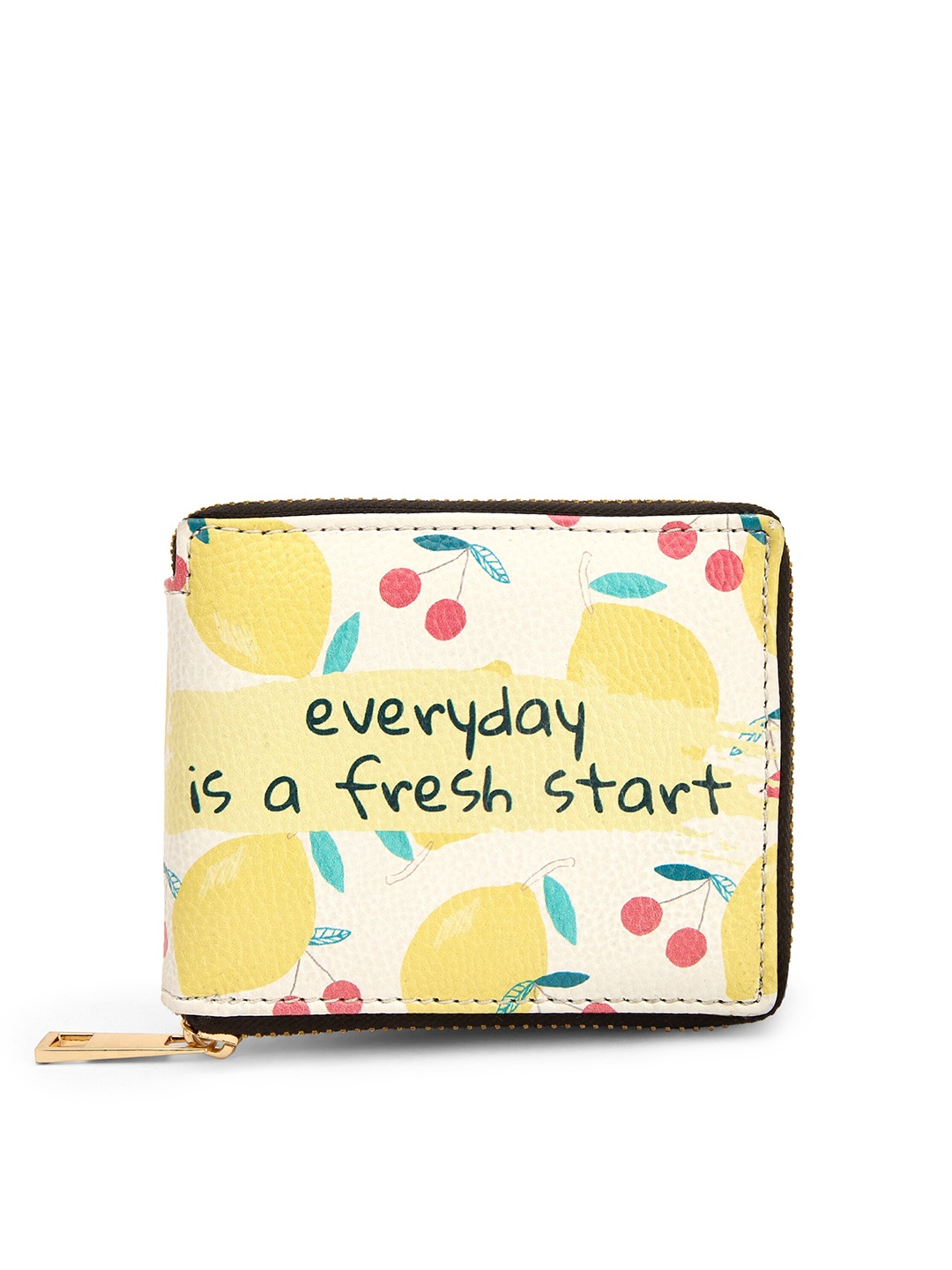 

TEAM 11 Women Yellow & Black Printed Zip Around Wallet