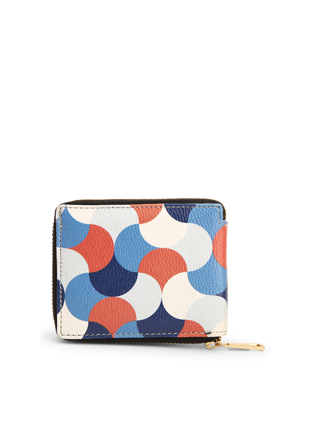 

TEAM 11 Women Blue & White Geometric Printed Zip Around Wallet