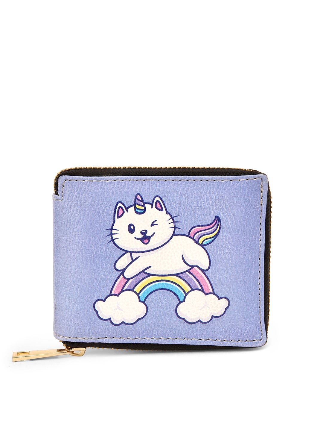 

TEAM 11 Women Purple & White Printed Zip Around Wallet