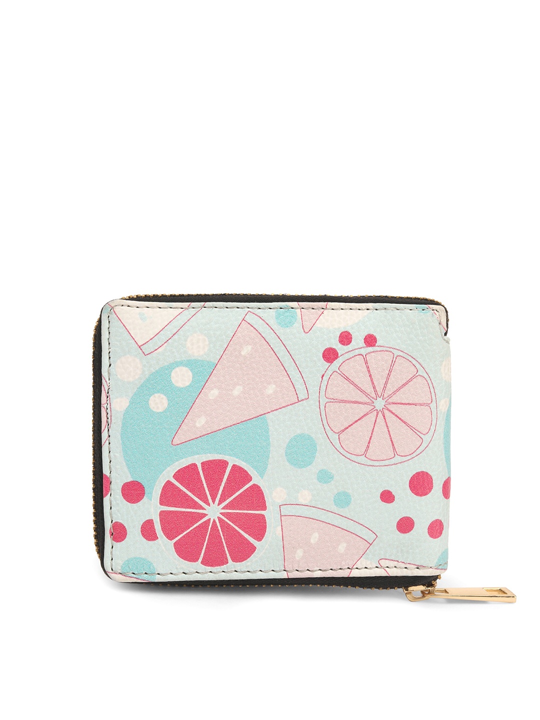 

TEAM 11 Women Blue & Pink Printed Zip Around Wallet