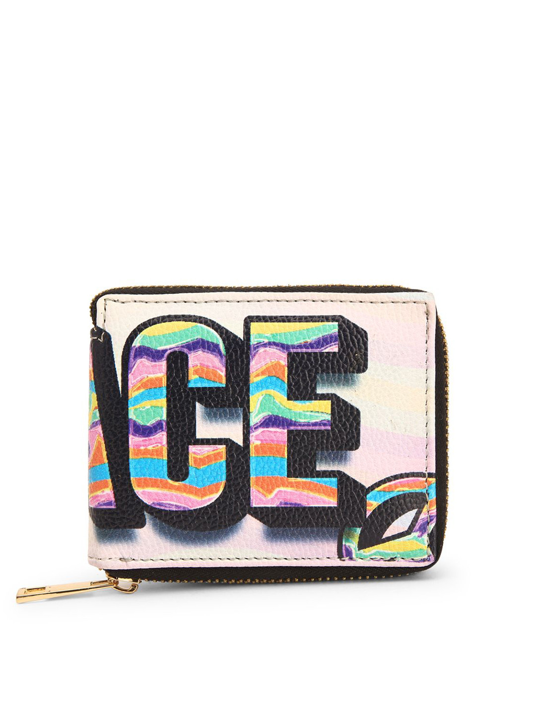 

TEAM 11 Women Pink & Blue Typography Printed Zip Around Wallet