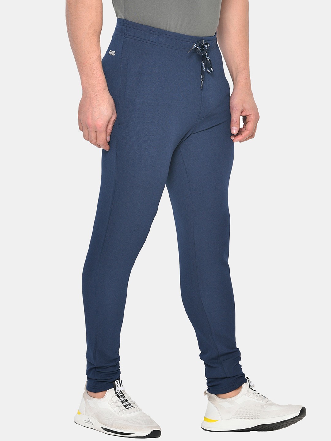 

FITINC Men Navy Blue Solid Slim-Fit Dry Fit Joggers