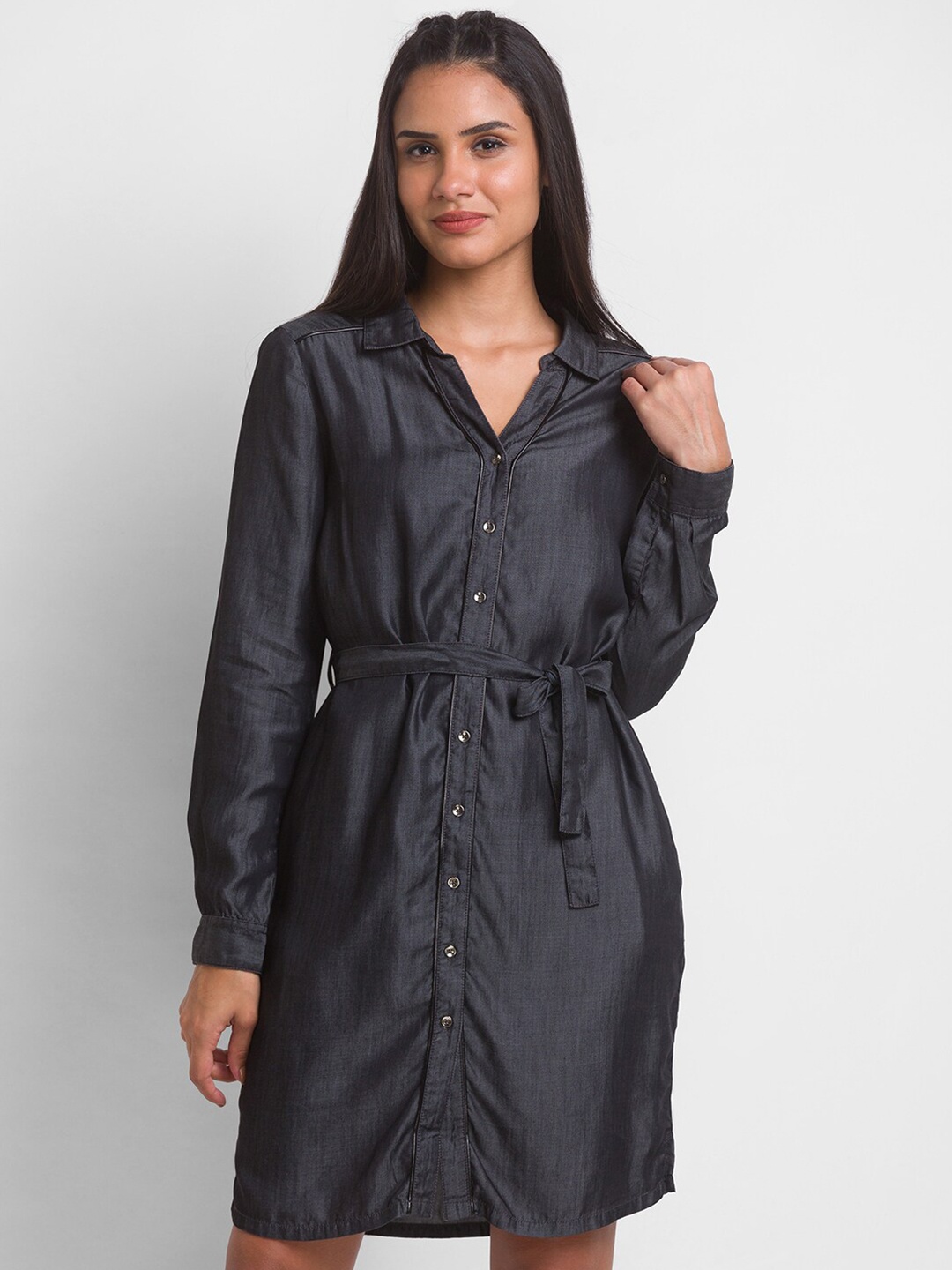 

SPYKAR Women Black Shirt Dress