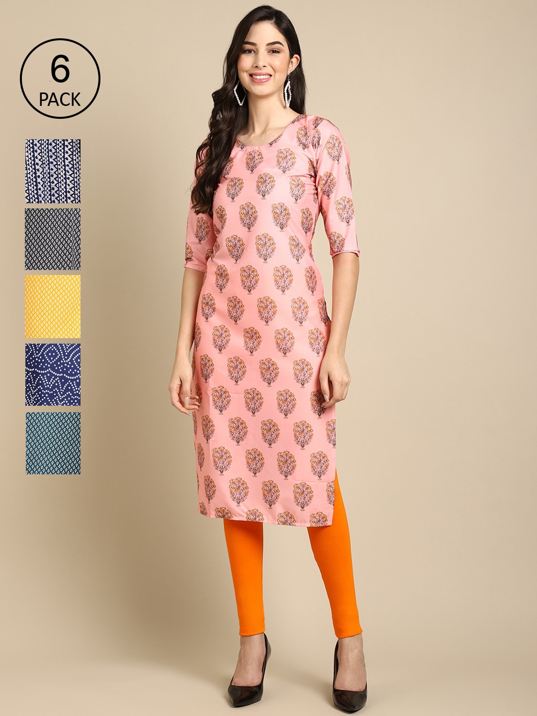 

7Threads Women Multicoloured Ethnic Motifs Embroidered Crepe Kurta, Multi