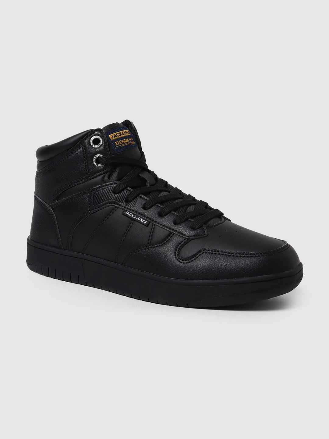 

Jack & Jones Men Black Textured High-Top Sneakers