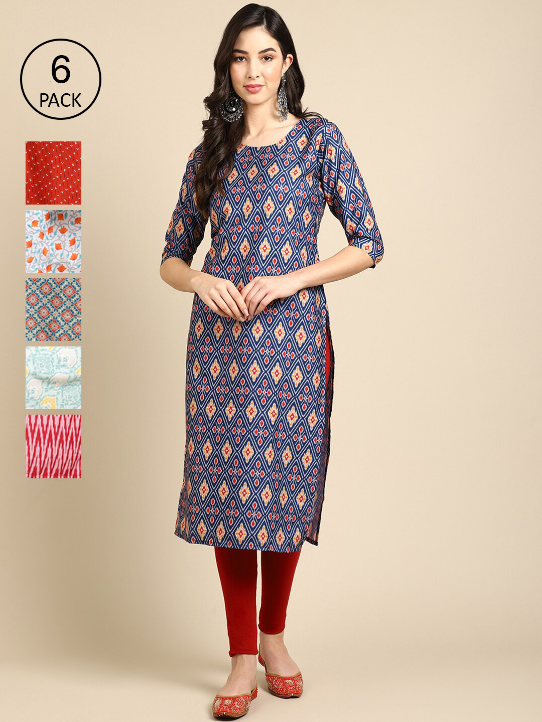 

7Threads Women Multicoloured Floral Printed Flared Sleeves Thread Work Crepe Kurta, Multi