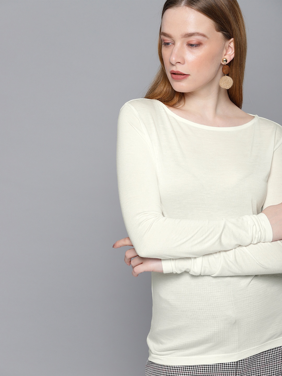 

Tokyo Talkies Women White Solid Fitted Top