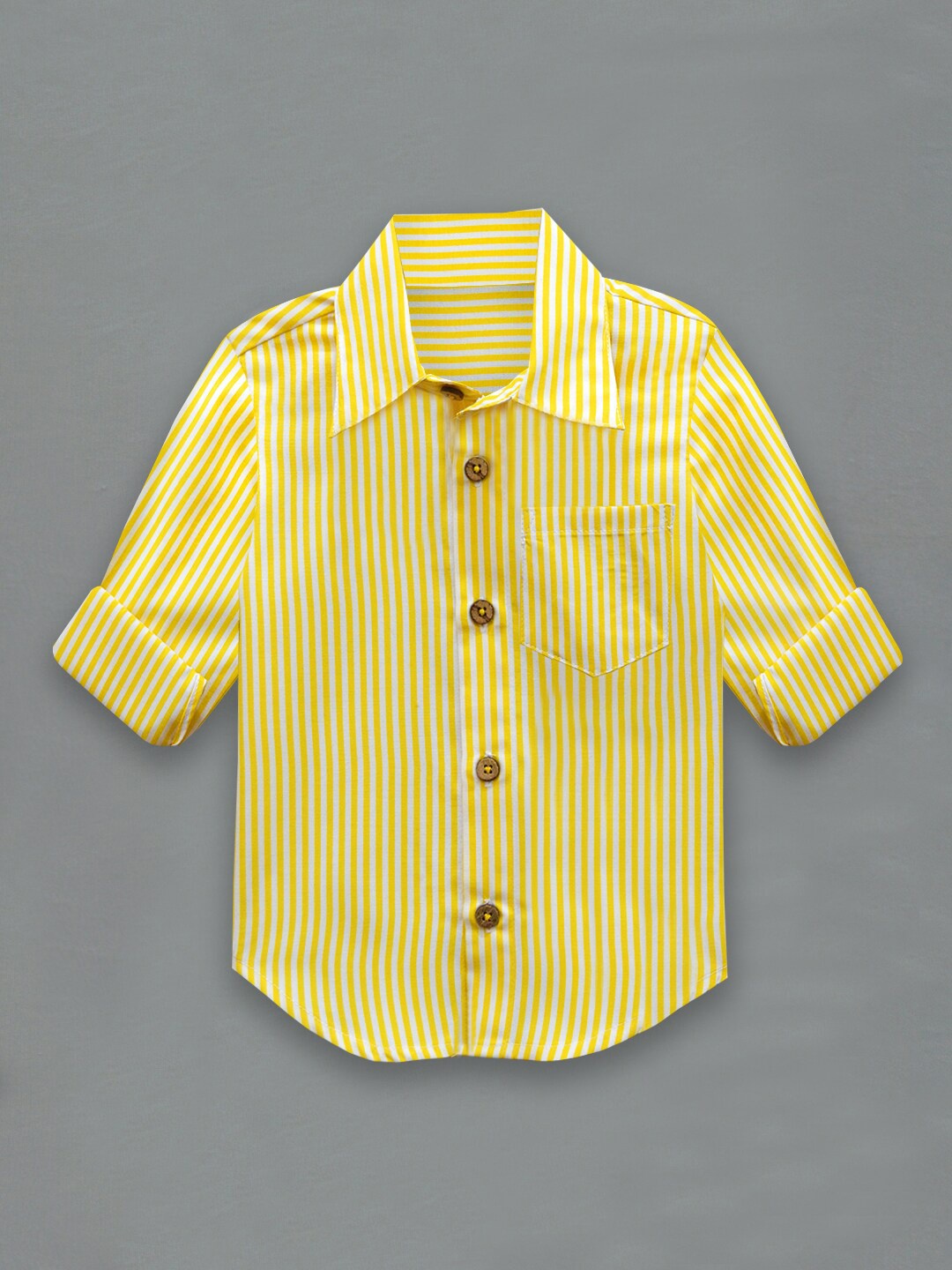 

A T U N Boys Yellow Classic Gingham Checks Striped Casual Shirt