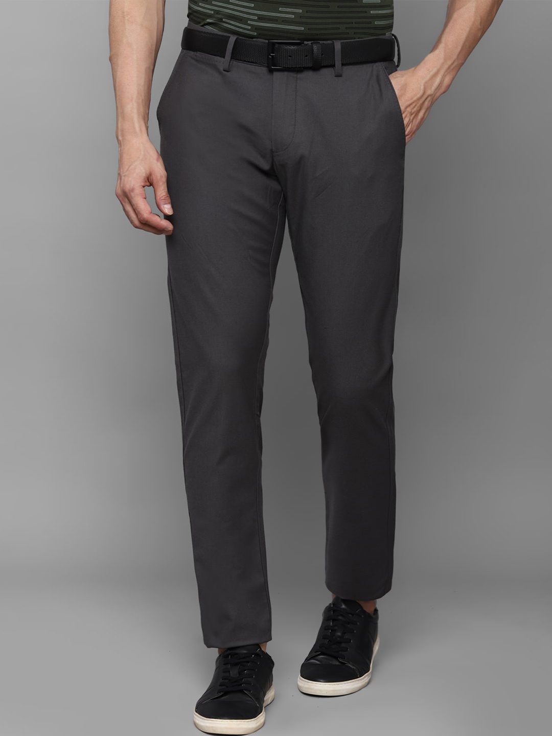 

Allen Solly Men Grey Textured Slim Fit Trouser
