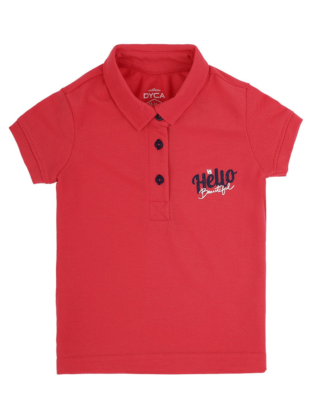 

DYCA Girls Fuchsia Solid Polo Collar T-shirt