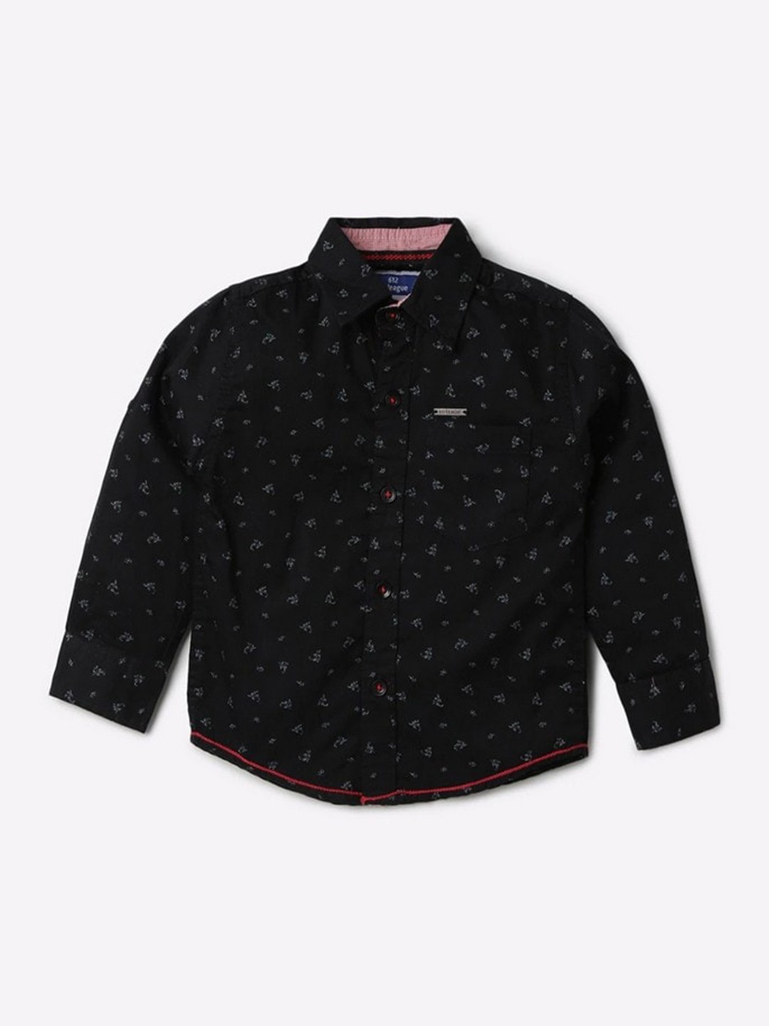 

612League Boys Black Printed Casual Shirt