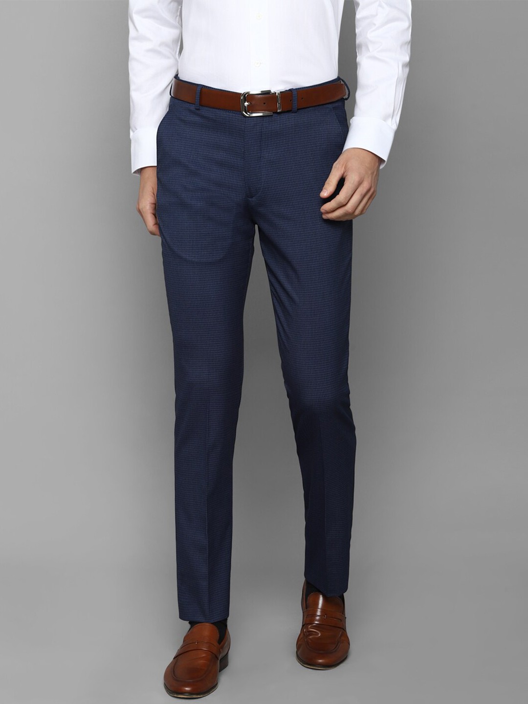 

Louis Philippe Men Navy Blue Slim Fit Formal Trousers