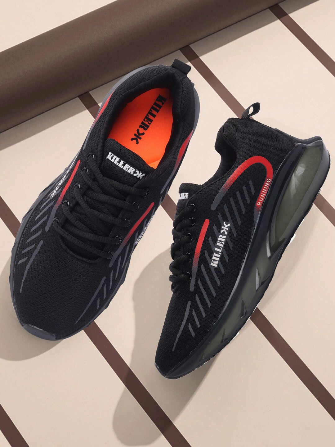 

Killer Men Black Mesh Sports Shoes Killer-KIA PHYLON Black Red-Black Red