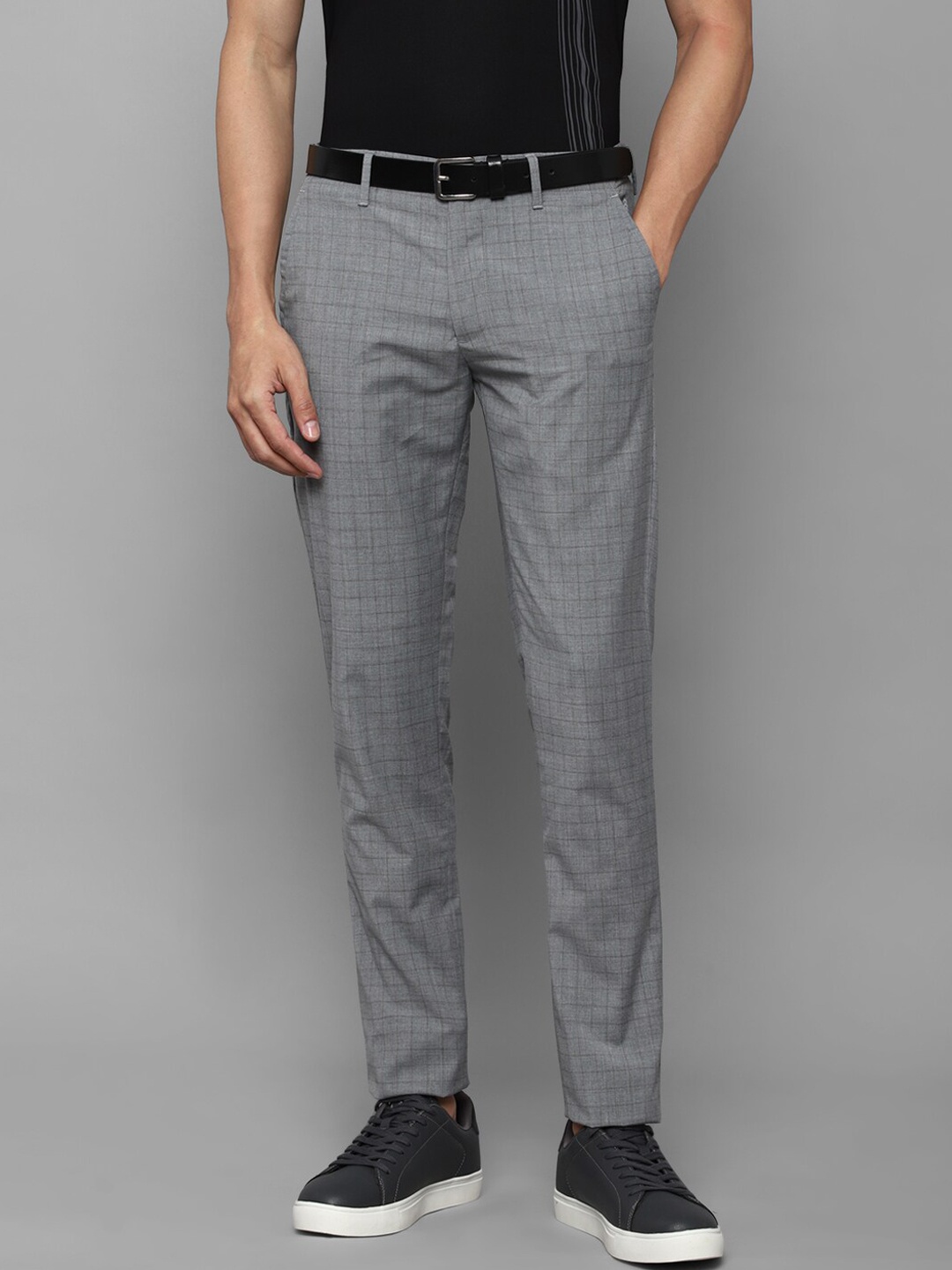 

Louis Philippe Sport Men Grey Checked Slim Fit Trousers