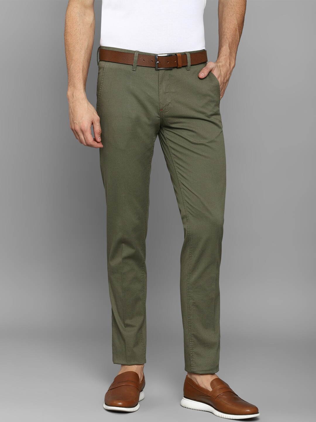 

Louis Philippe Sport Men Olive Green Slim Fit Chinos Cotton Trousers