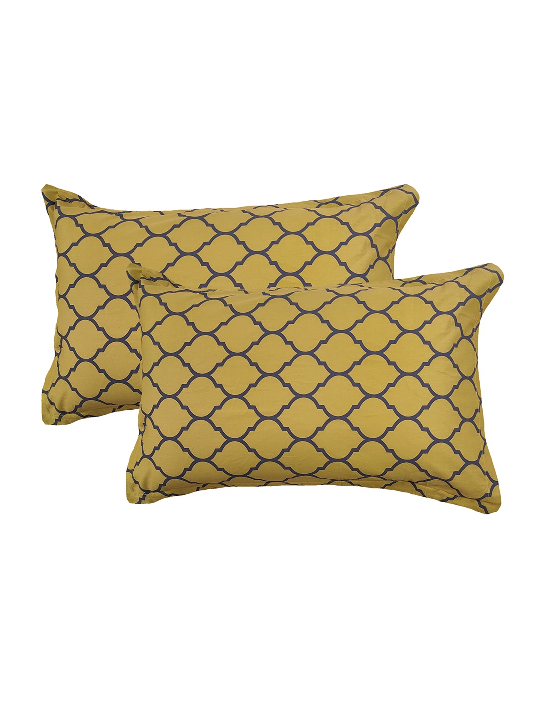 

Trance Home Linen Pack Of 2 Printed Pure Cotton 200 TC Pillow Covers, Yellow