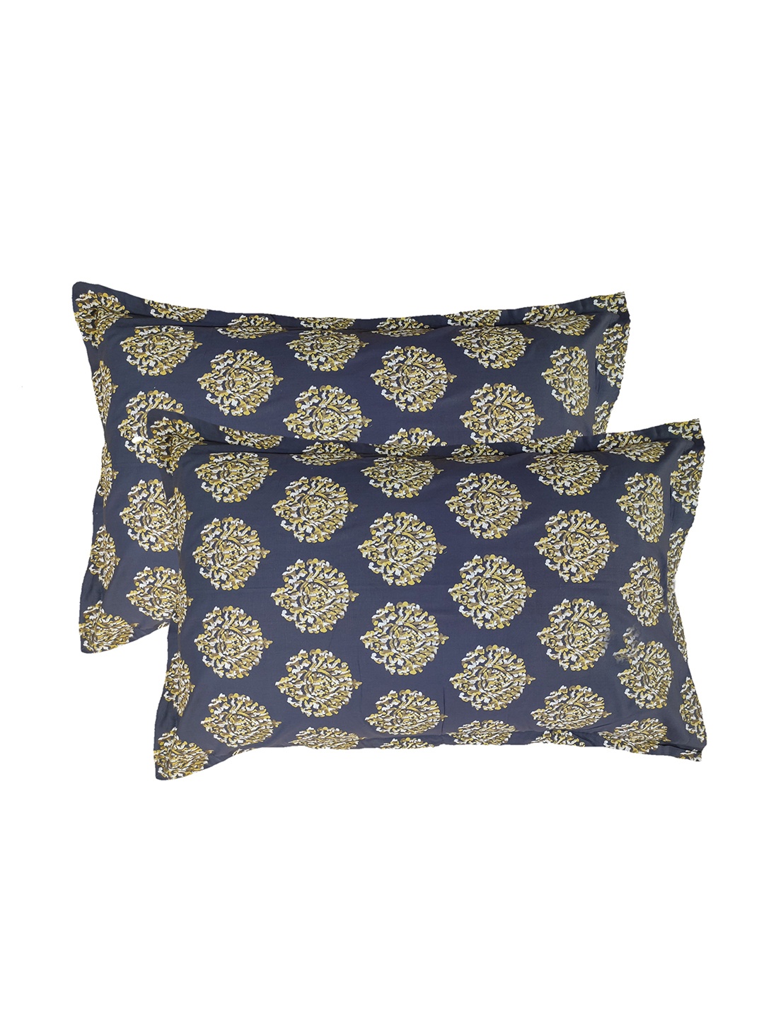 

Trance Home Linen Pack of 2 Yellow Printed Pure Cotton 200 TC Pillow Covers