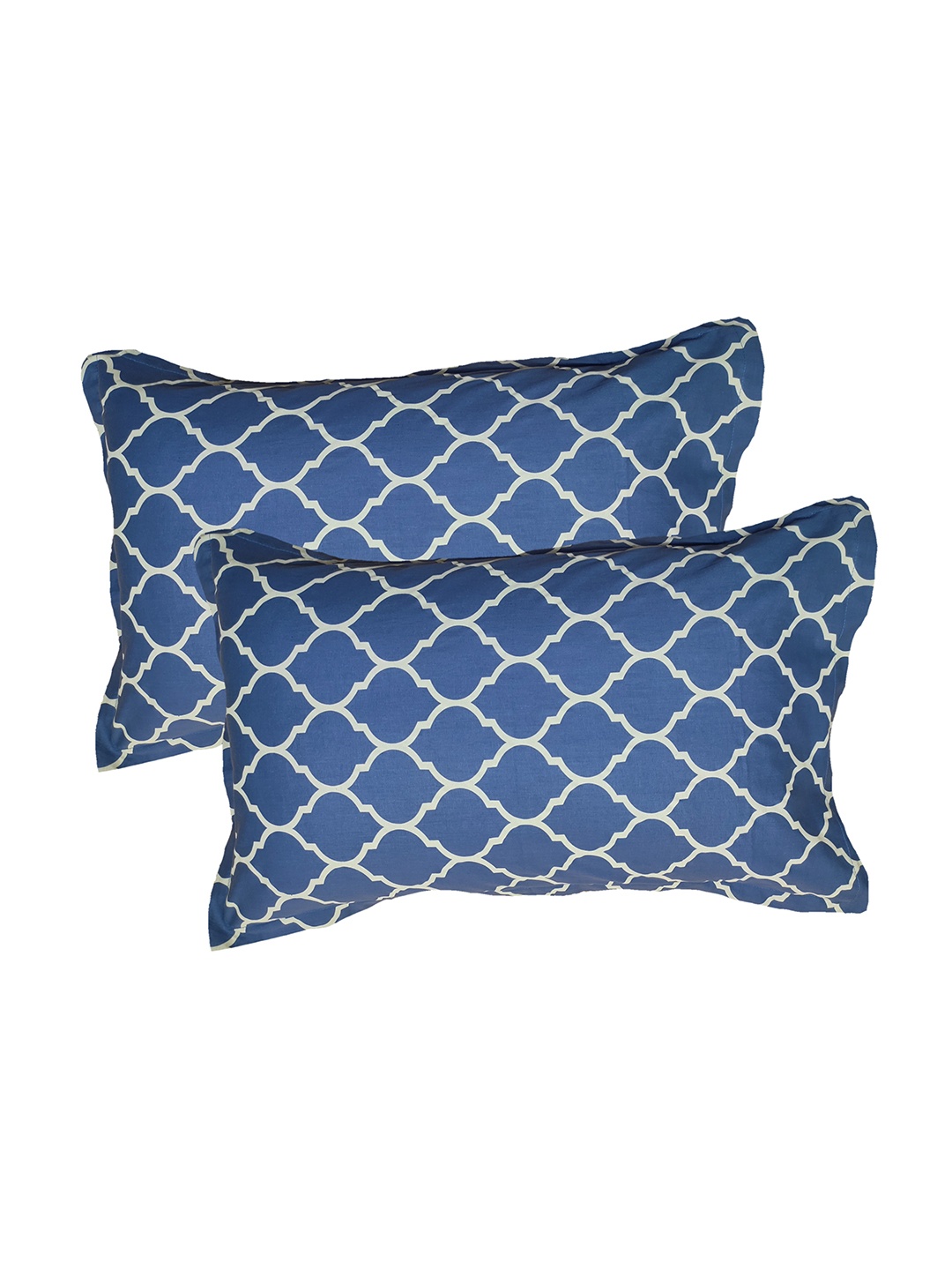 

Trance Home Linen Blue Pack Of 2 Printed 200 TC Pure Cotton Pillow Covers