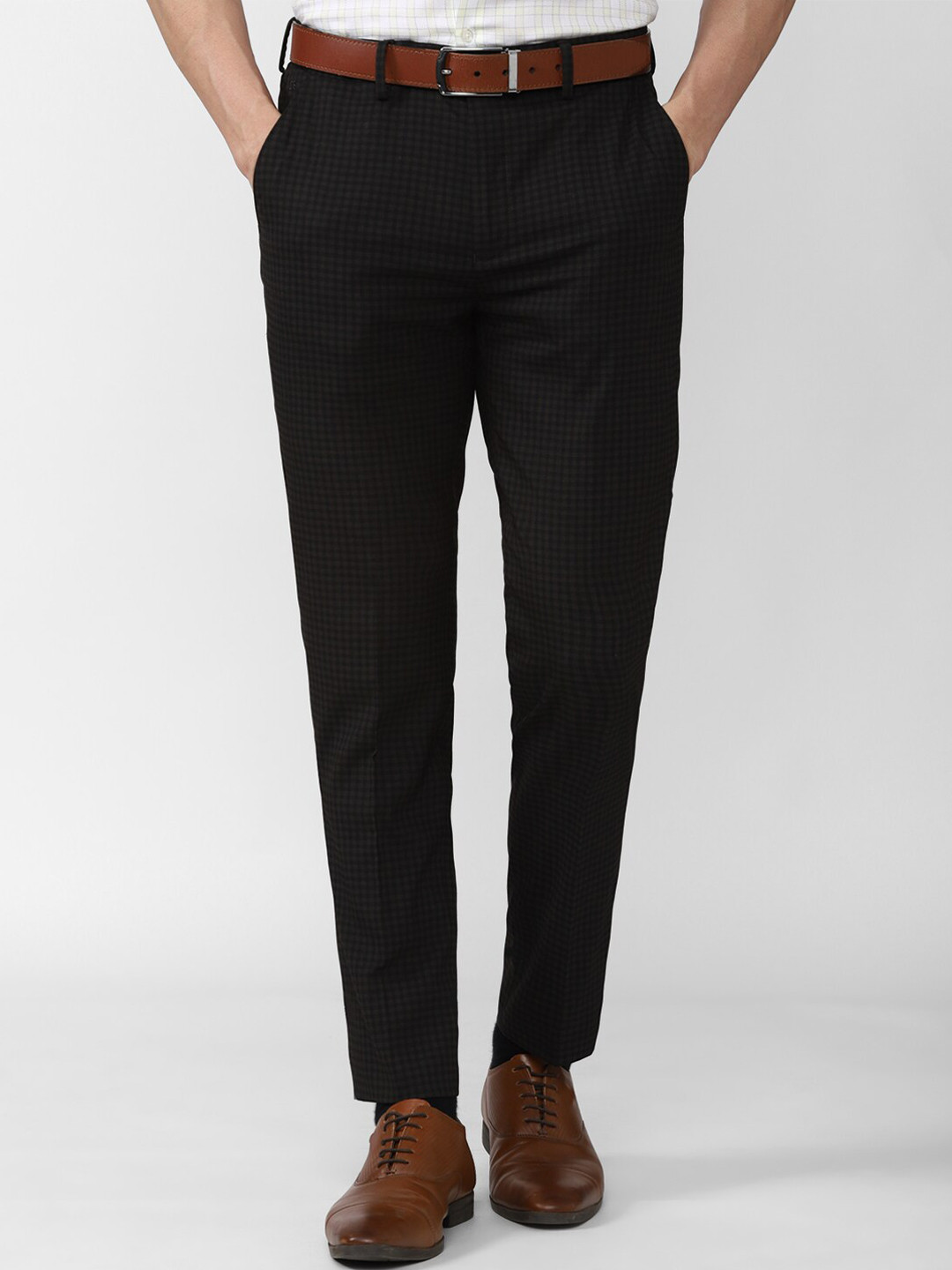 

Peter England Men Black Checked Slim Fit Formal Trouser