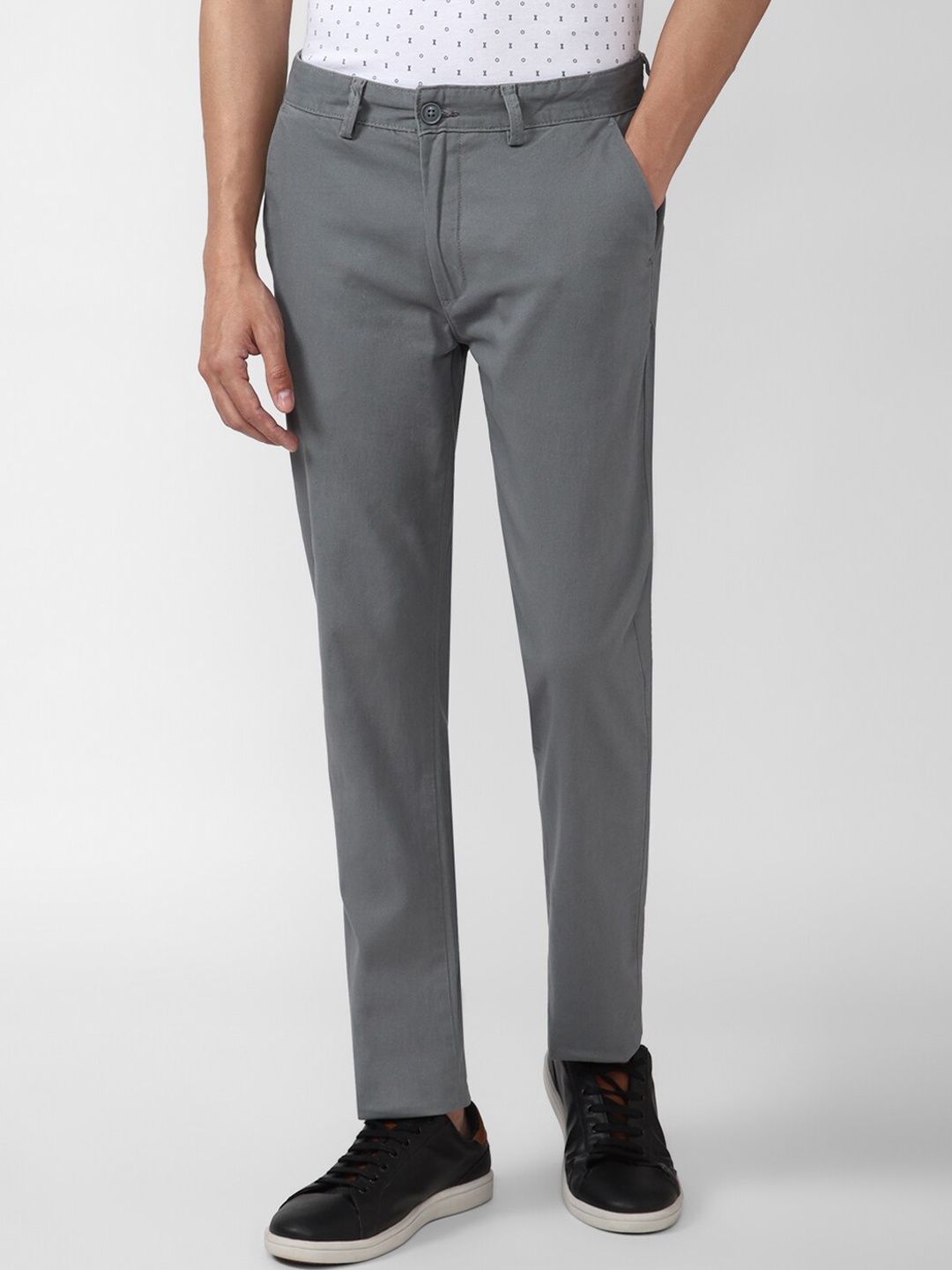 

Peter England Casuals Men Grey Slim Fit Trousers