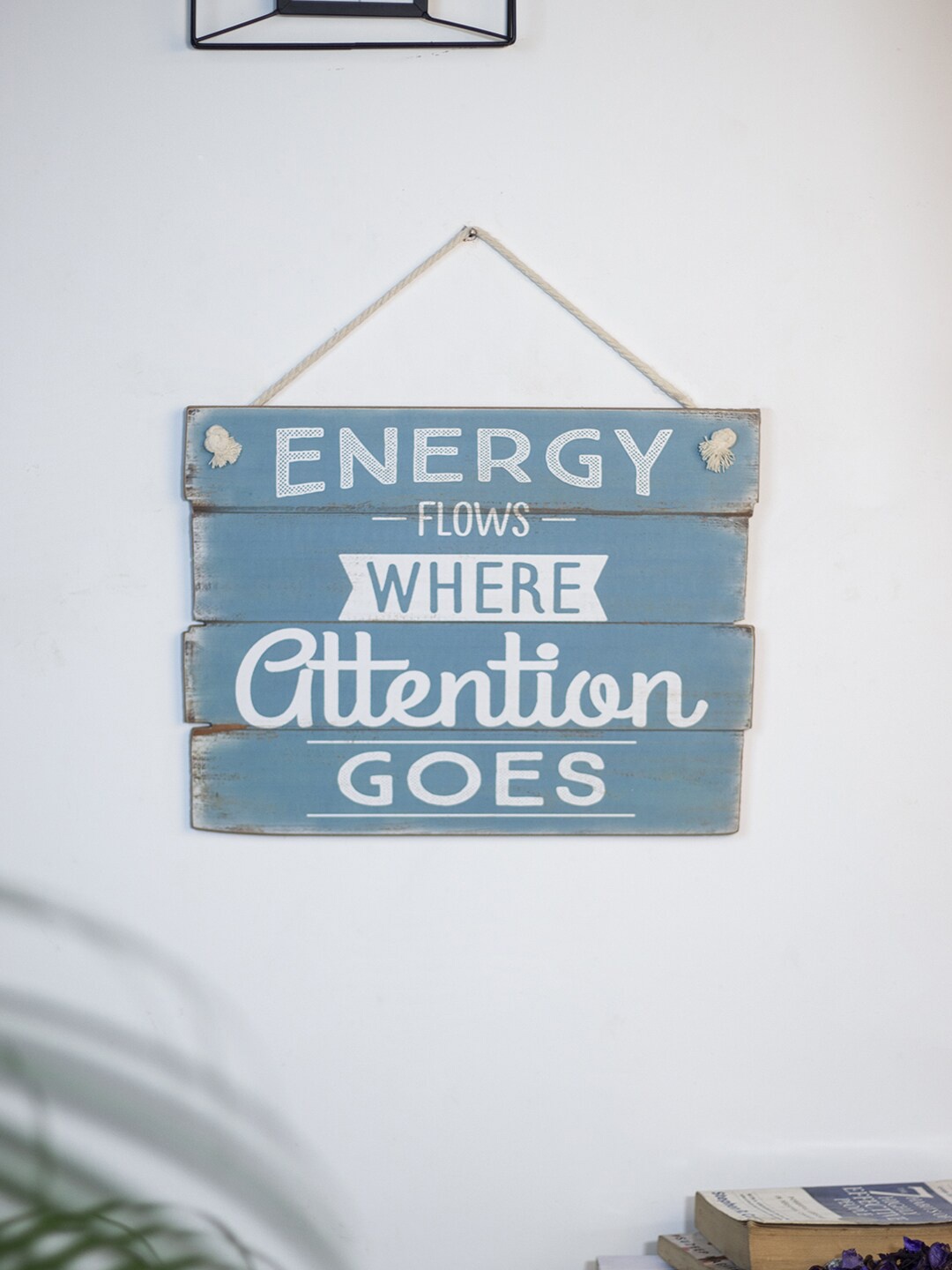 

MARKET99 Blue And White Typography Printed Wall Decor