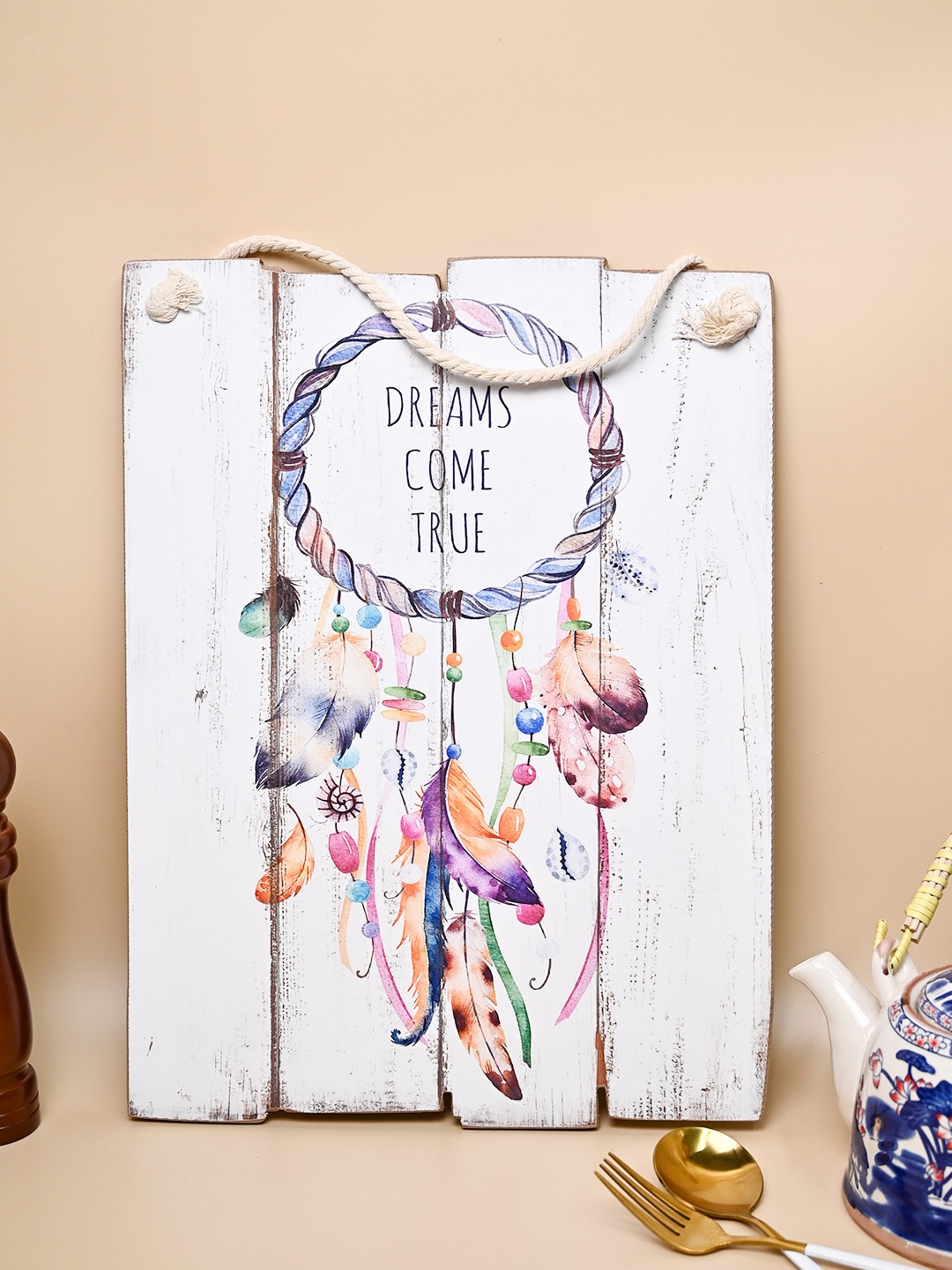 

MARKET99 White & Blue Printed Wall Plaque Decor
