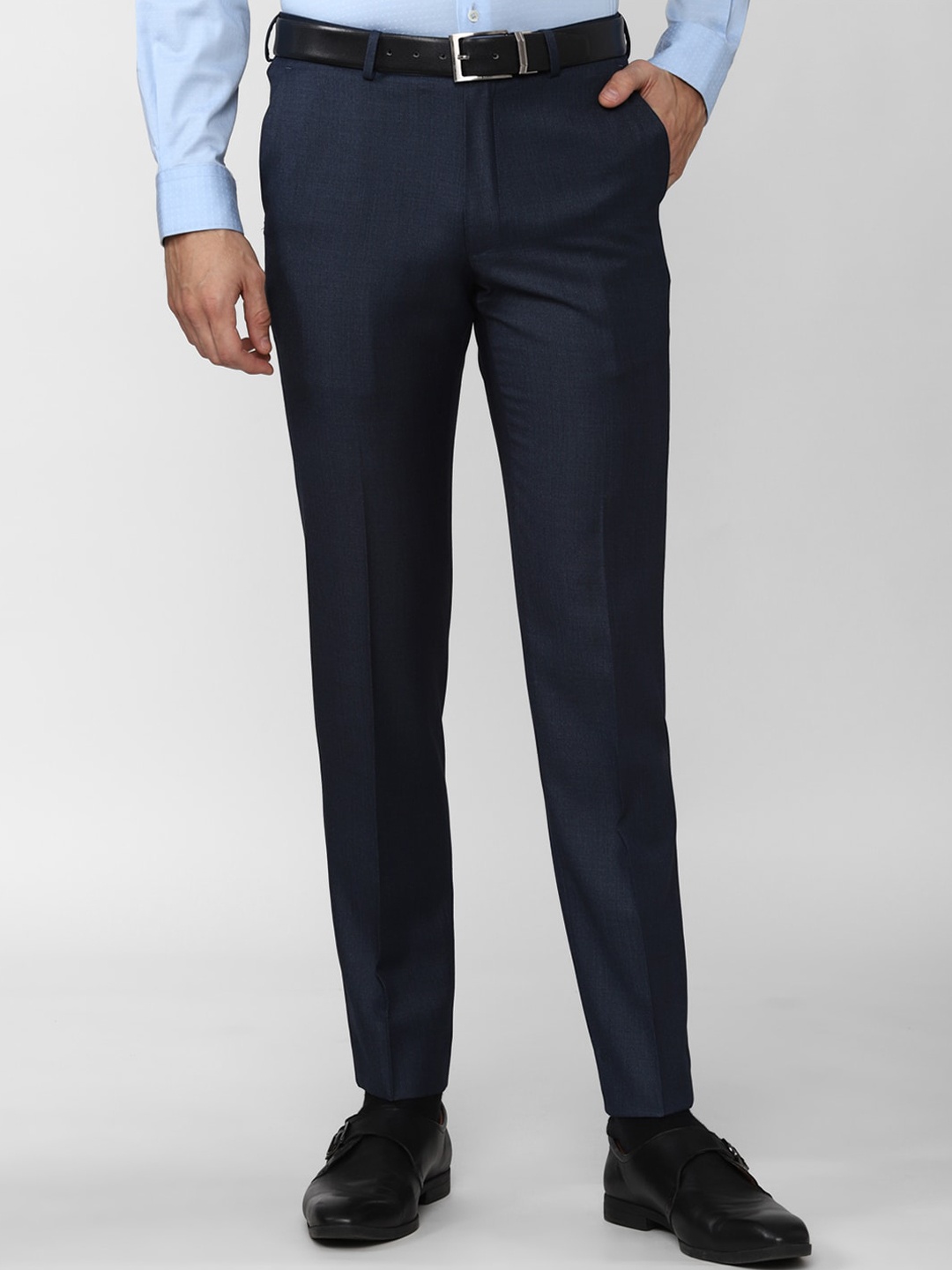 

Van Heusen Men Navy Blue Slim Fit Formal Trousers