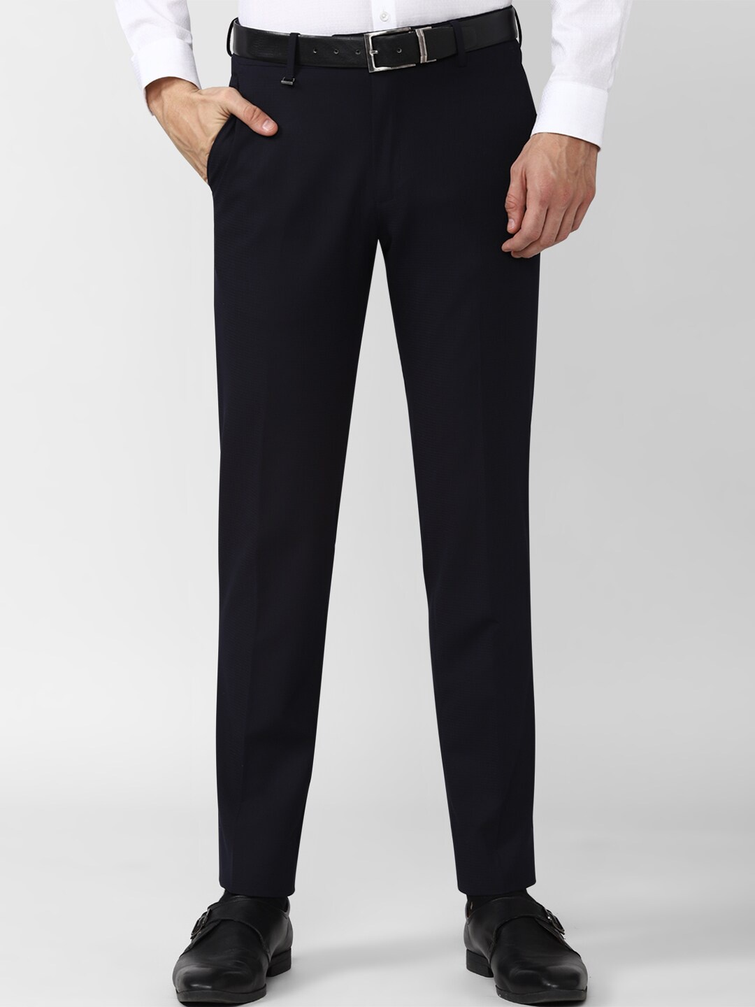 

Van Heusen Men Navy Blue Slim Fit Formal Trousers