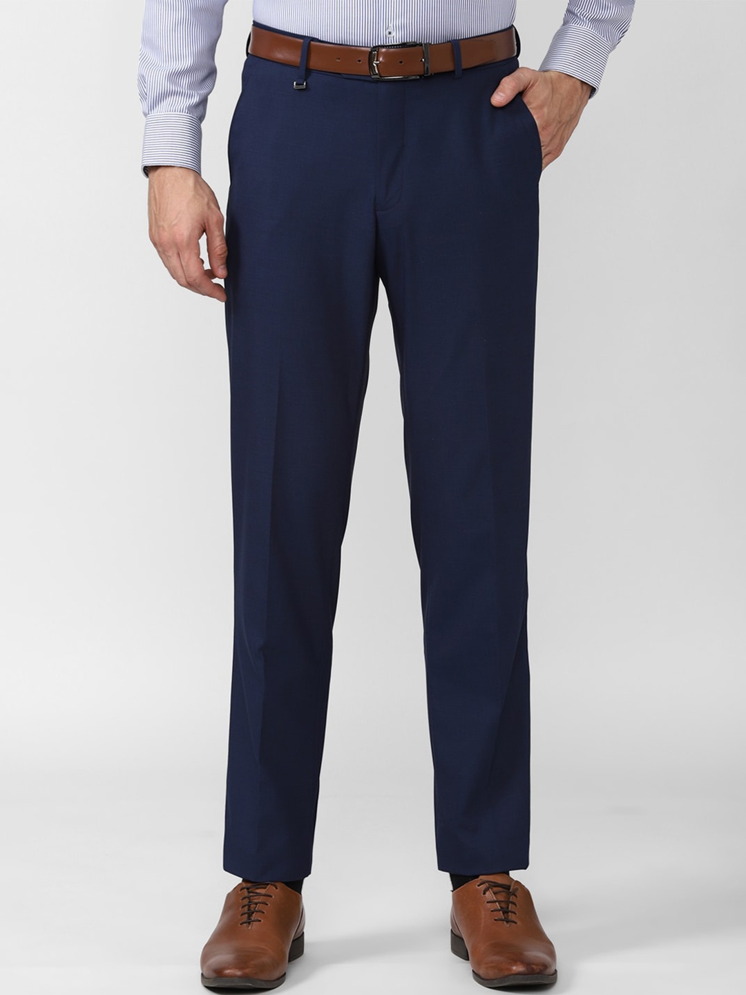 

Van Heusen Men Navy Blue Regular Fit Solid Trousers