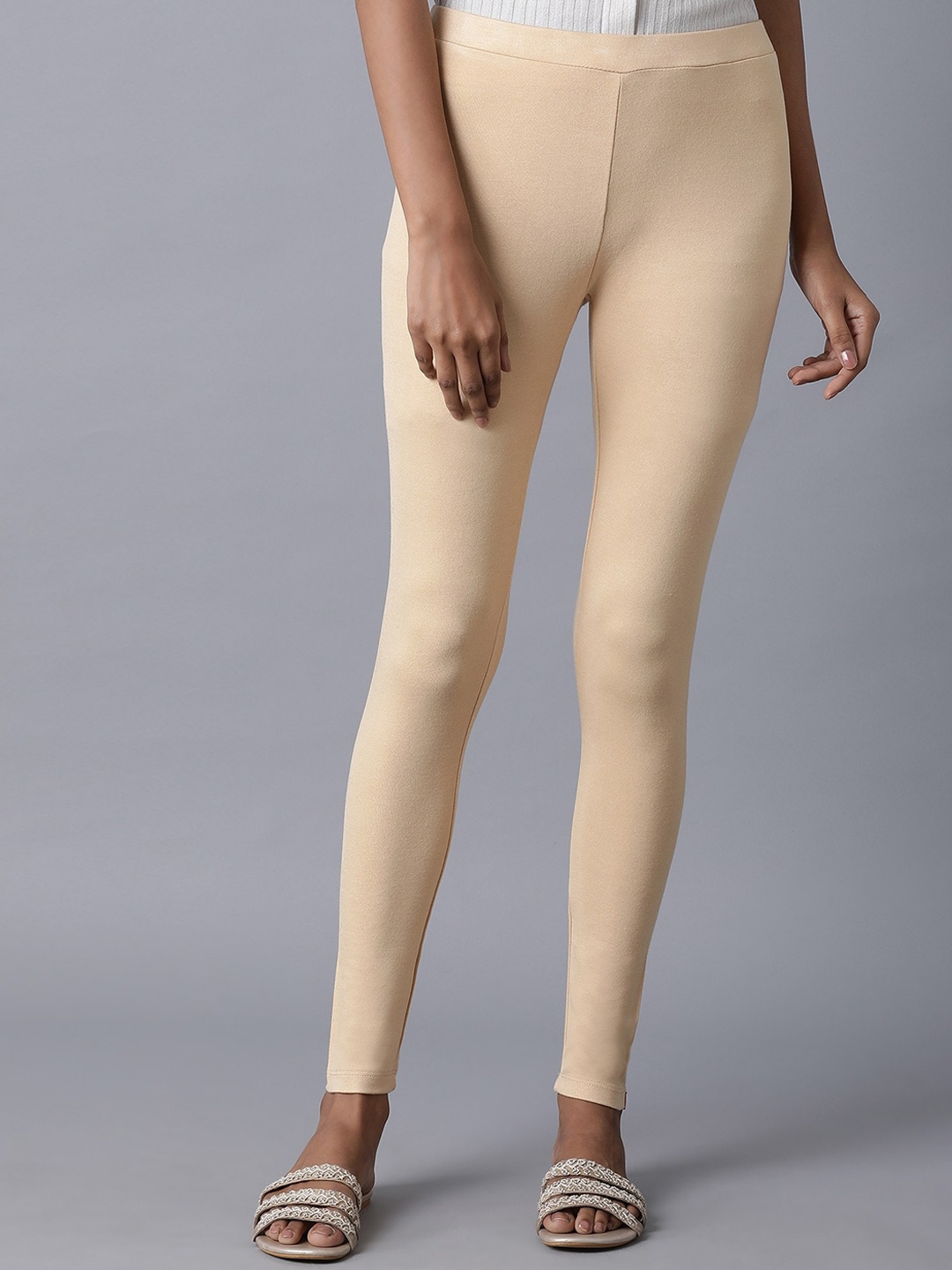 

W Women Cream-Coloured Ankle Length Leggings