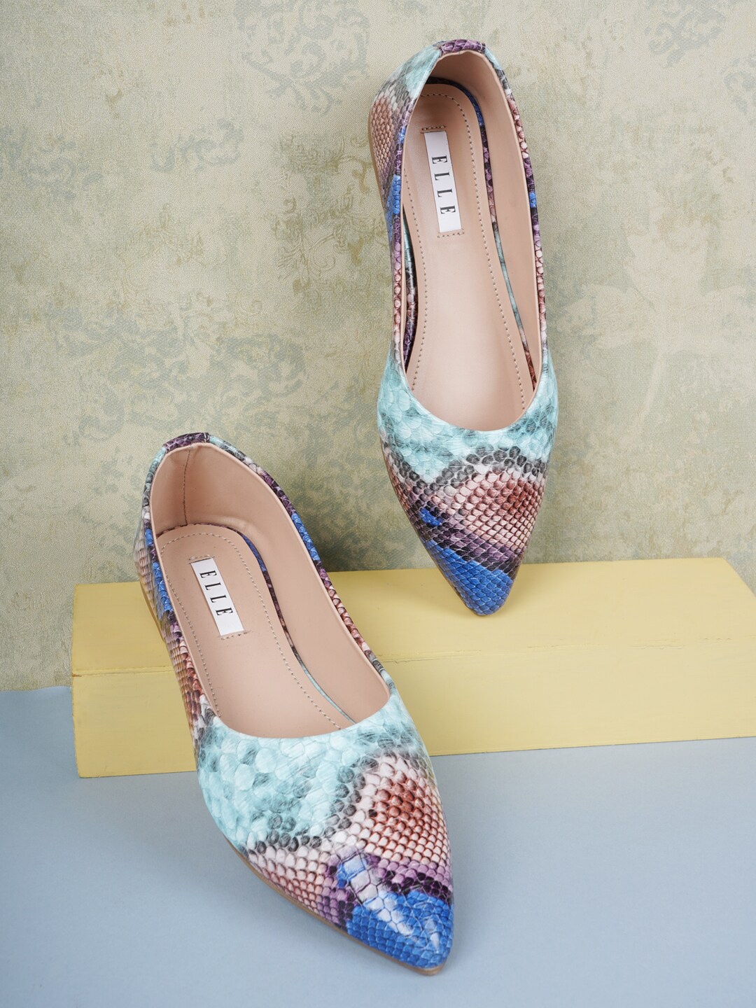 

ELLE Women Blue Printed Ballerinas Flats