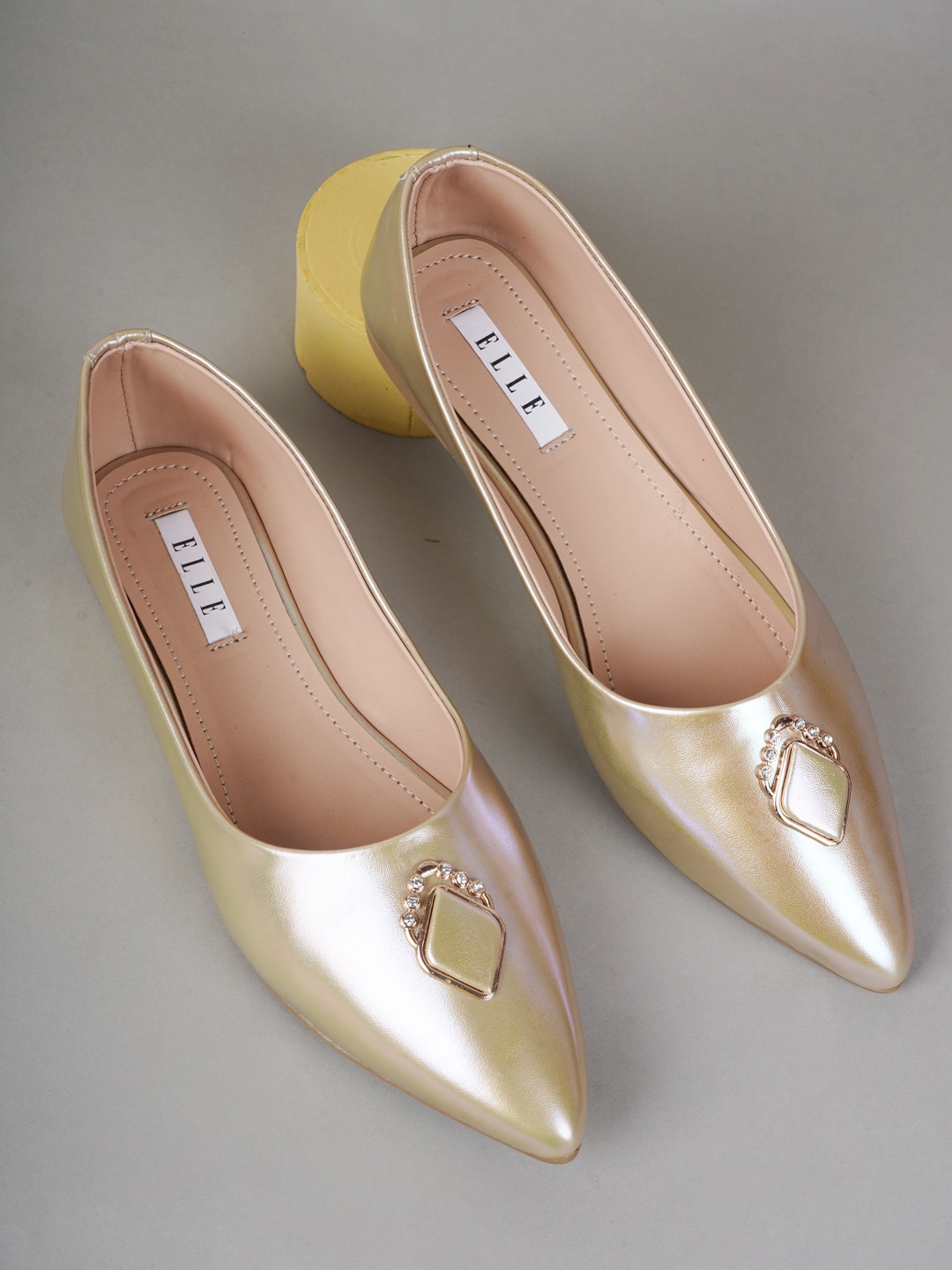 

ELLE Women Gold-Toned Ballerinas Flats