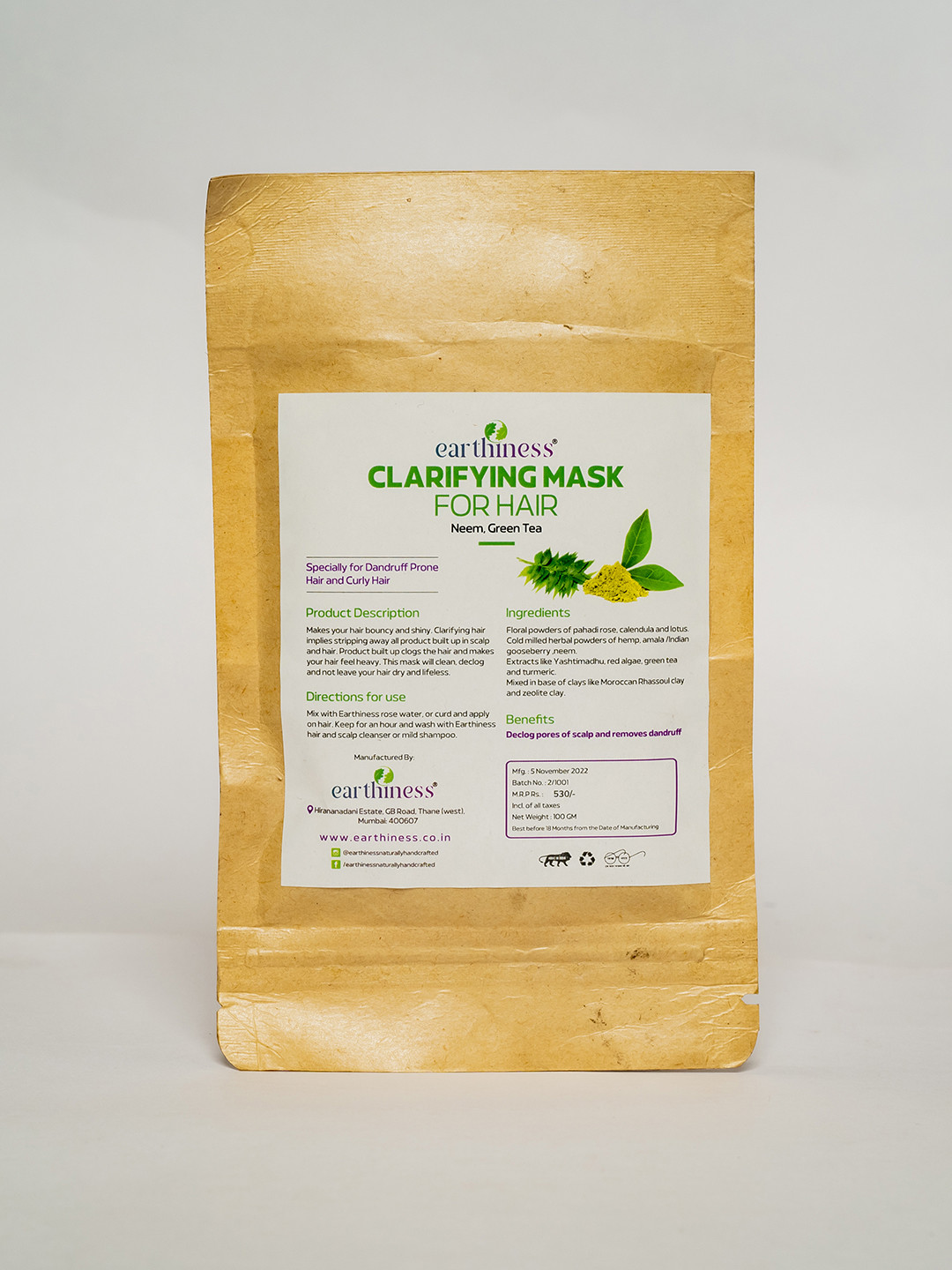 

earthiness Clarifying Hair Mask with Turmeric & Calendula - 100 g, Beige