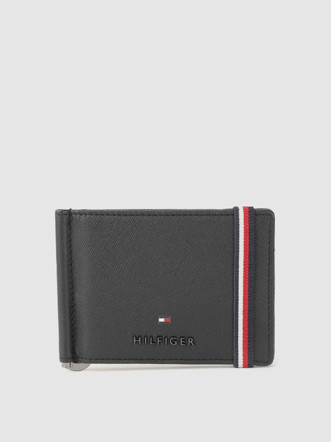 

Tommy Hilfiger Men Black Textured Leather Money Clip