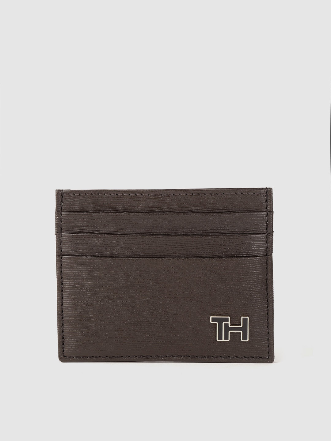 

Tommy Hilfiger Men Brown Textured Leather Card Holder
