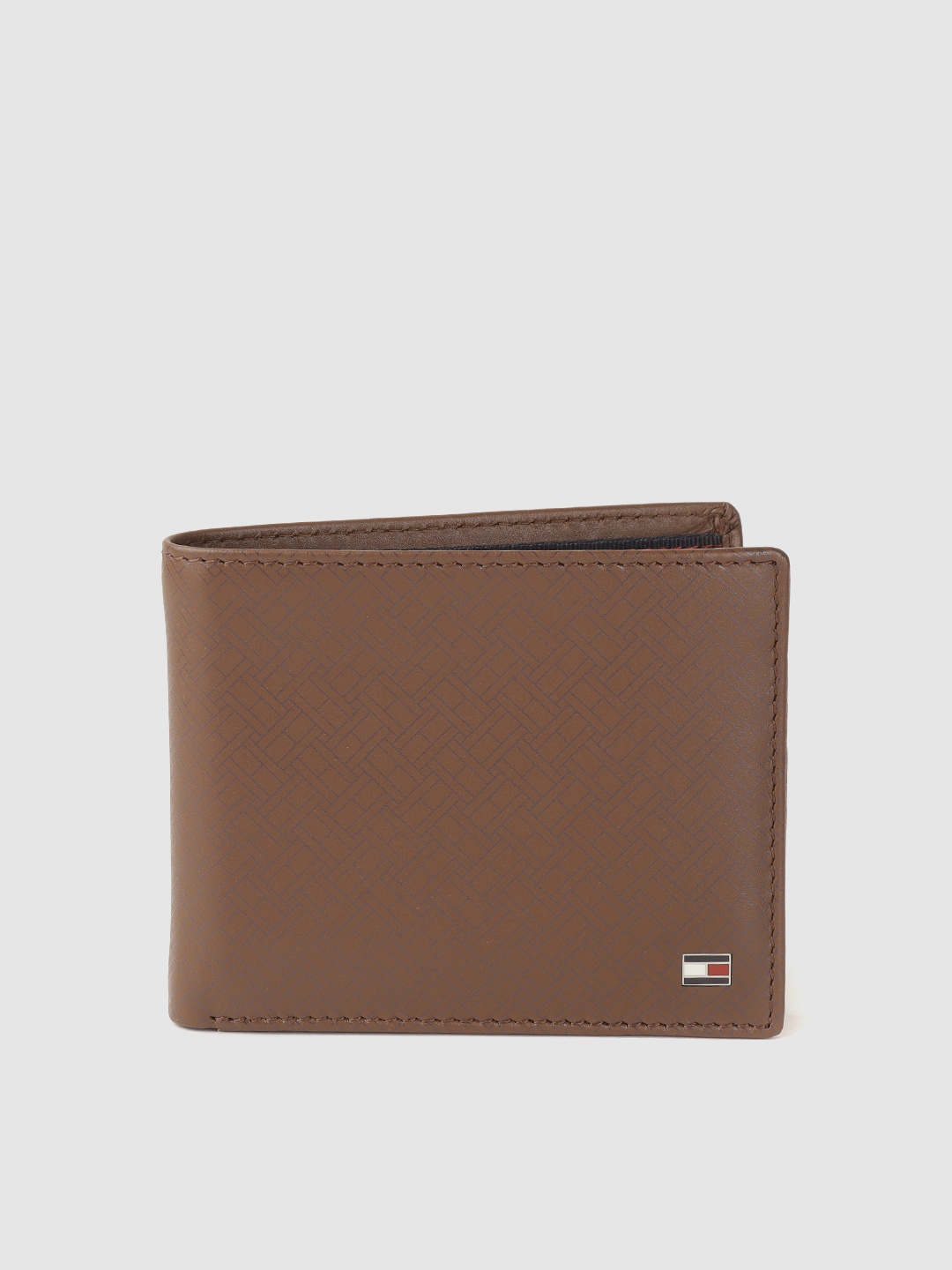 

Tommy Hilfiger Men Tan Printed Leather Two Fold Wallet
