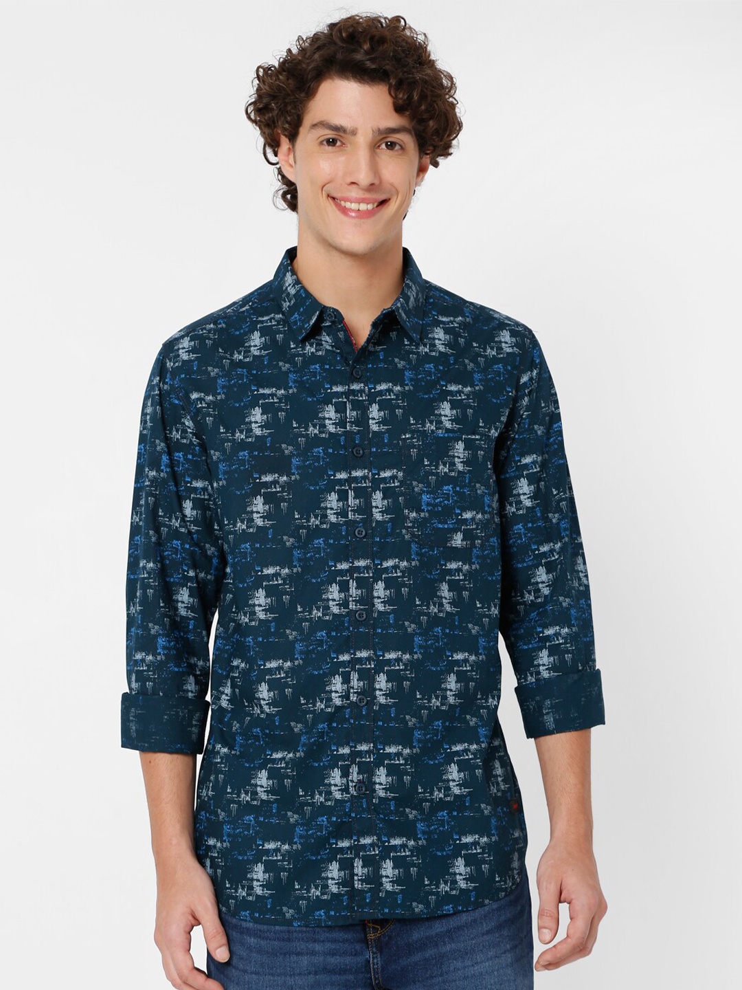 

SPYKAR Men Blue Slim Fit Printed Casual Shirt