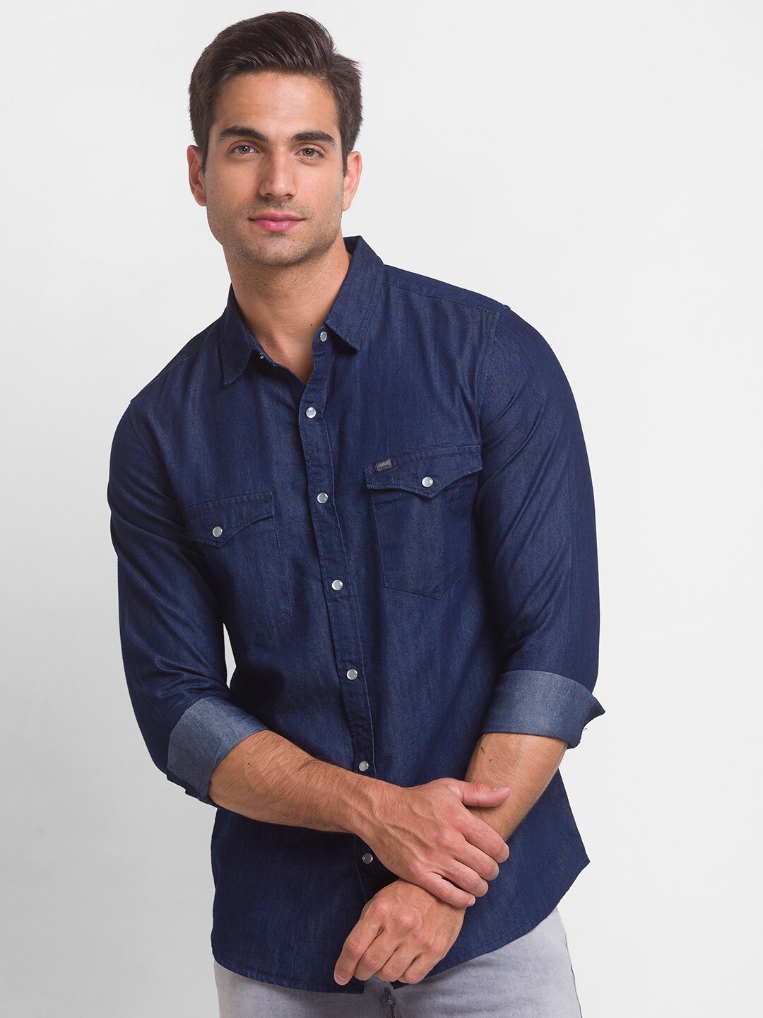 

SPYKAR Men Blue Slim Fit Casual Shirt