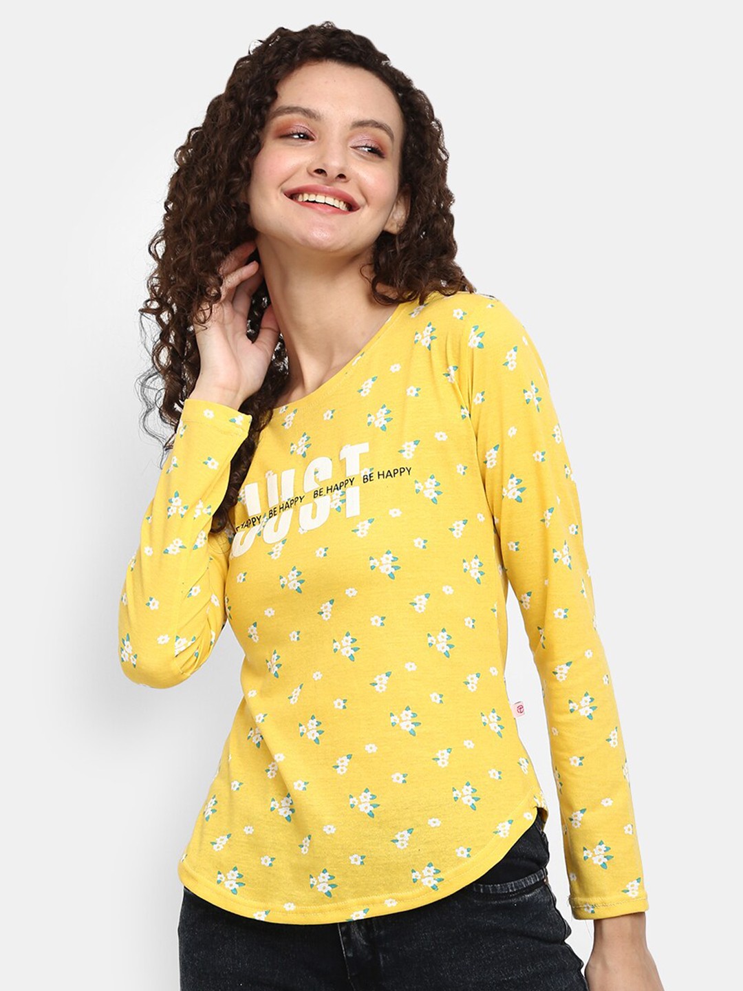

V-Mart Women Yellow & White Floral Print Top