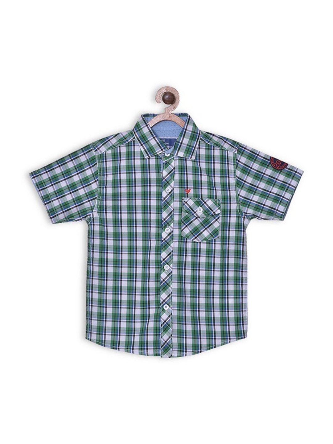 

612League Boys Green Classic Checked Casual Cotton Shirt