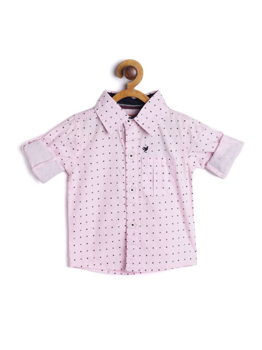 

612League Boys Pink Classic Printed Cotton Casual Shirt