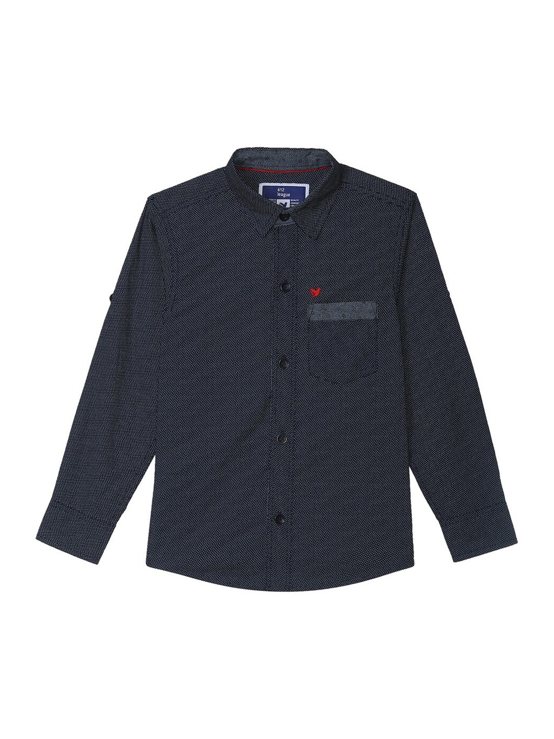 

612League Boys Blue Classic Printed Casual Shirt
