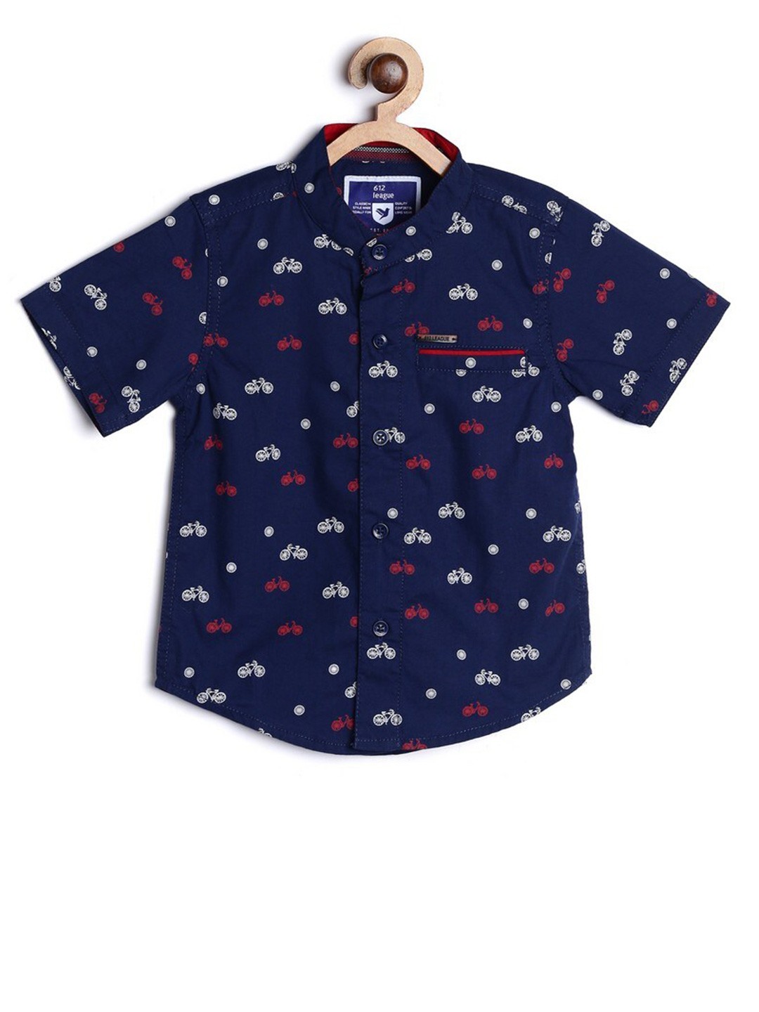 

612League Boys Blue Classic Printed Casual Shirt