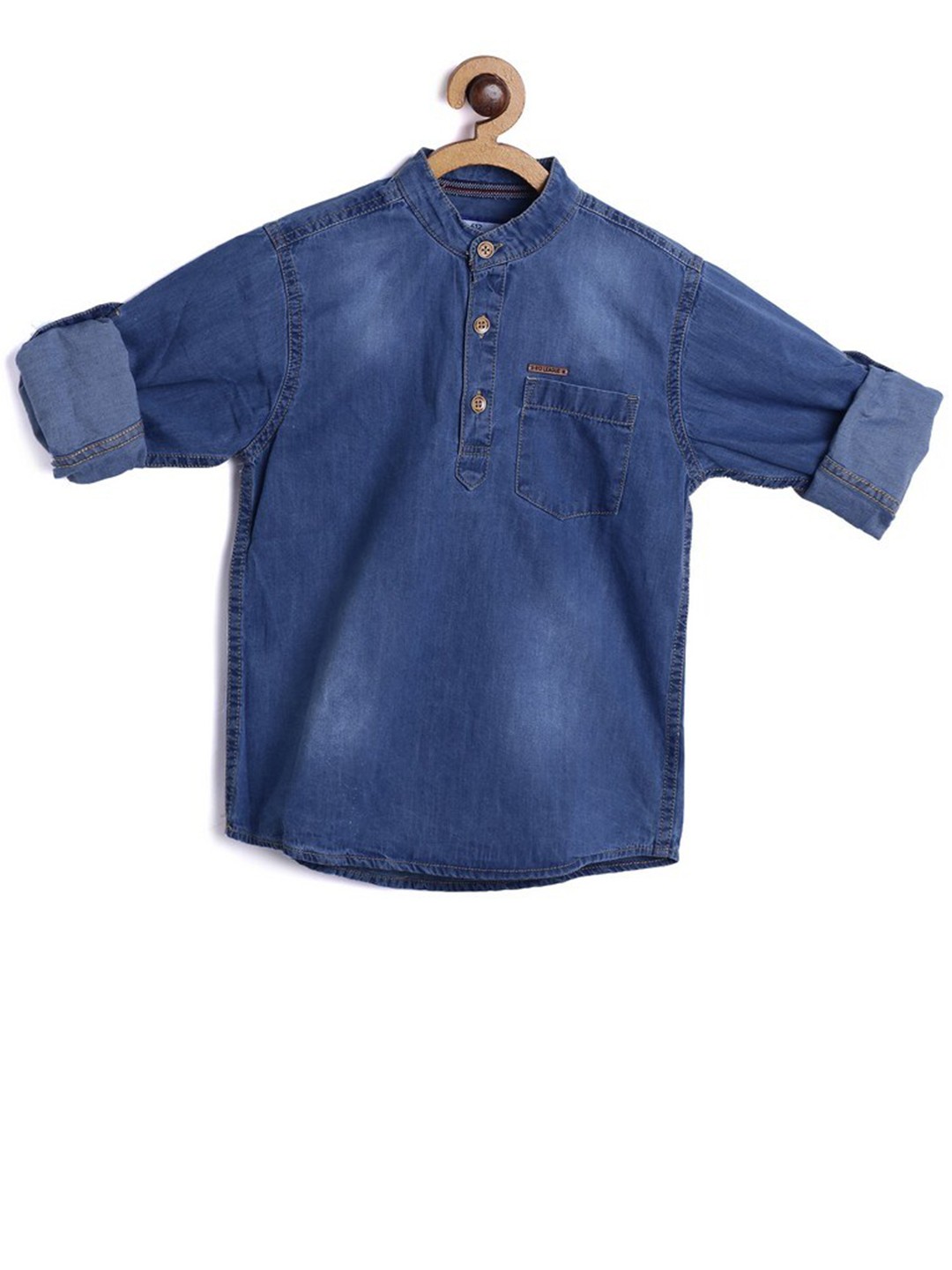 

612League Boys Blue Solid Classic Faded Casual Shirt